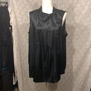 Black silk like sleeveless top